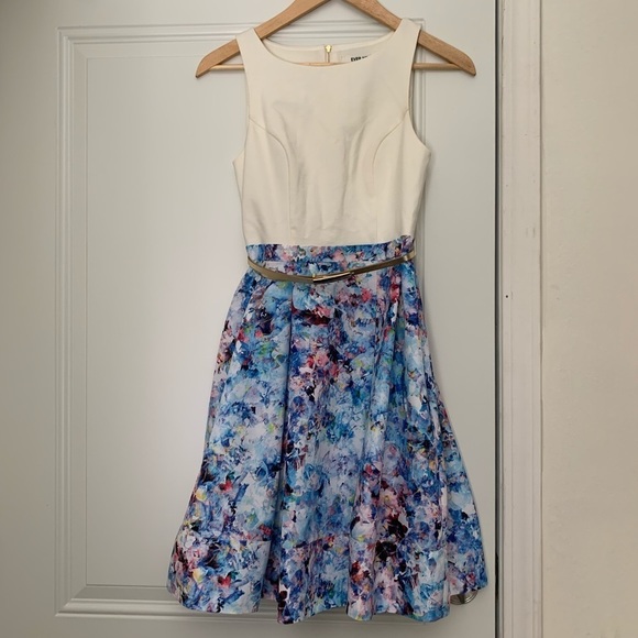 EVER New Melbourne Fit and Flare Dress Painted Style Design with Goldtone - Picture 3 of 7